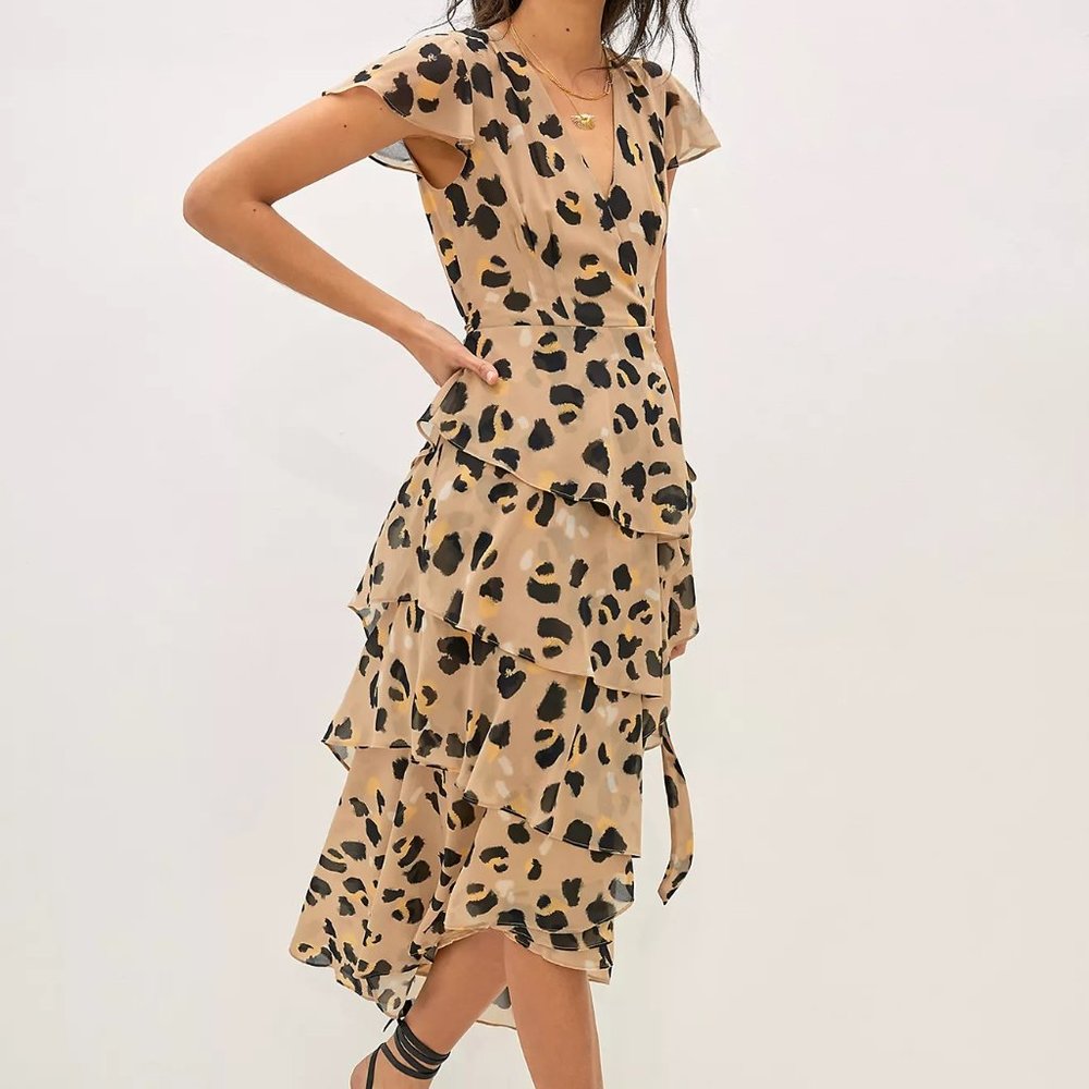 Anthropologie Lala Leopard Wrap Maxi Dress by  Hutch
